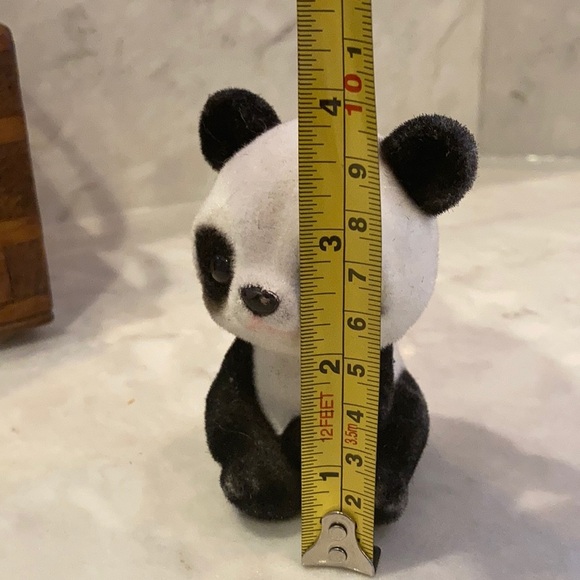 Vintage flocked panda (3) figurines - Picture 12 of 15